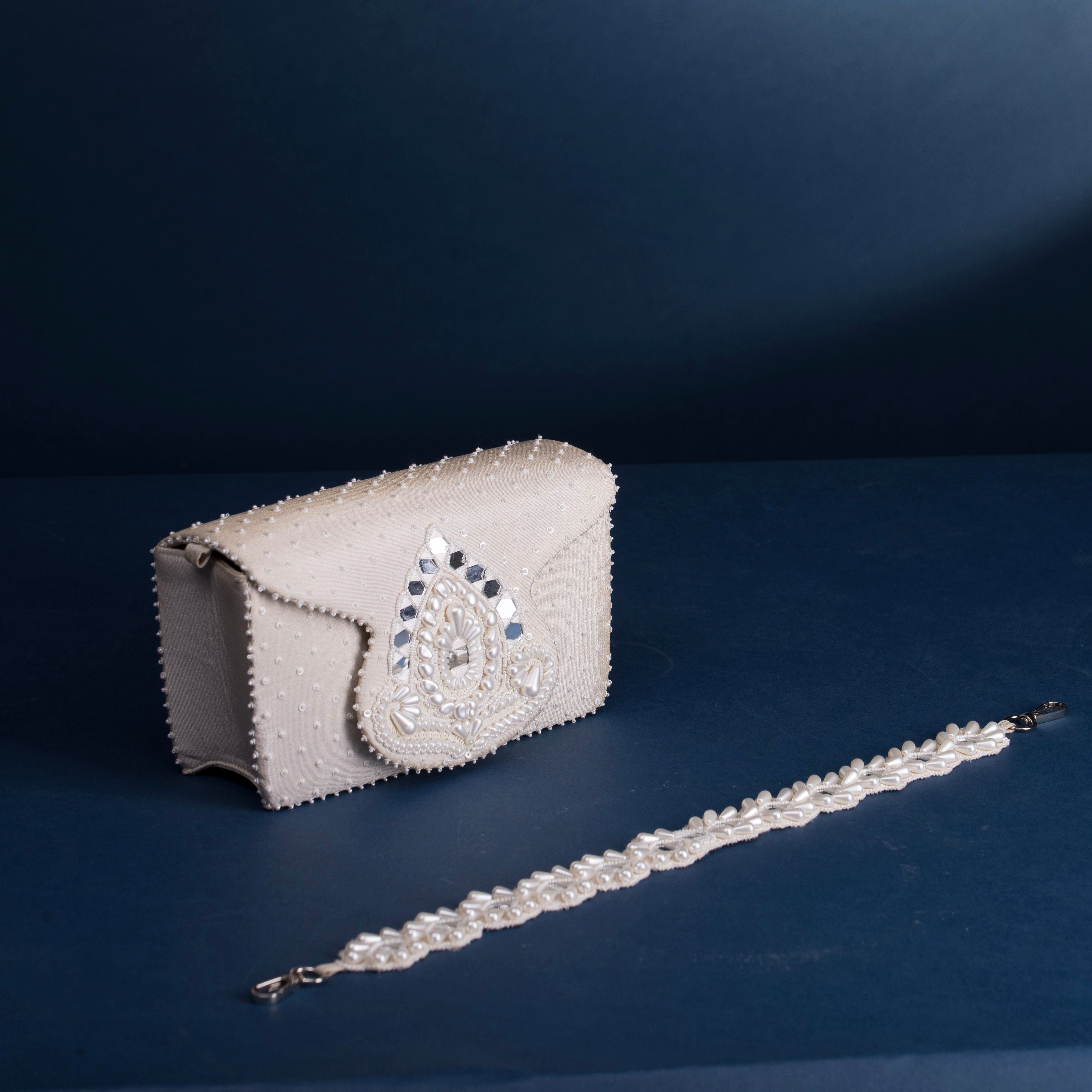 Lippan Pearls Ivory Flap Bag