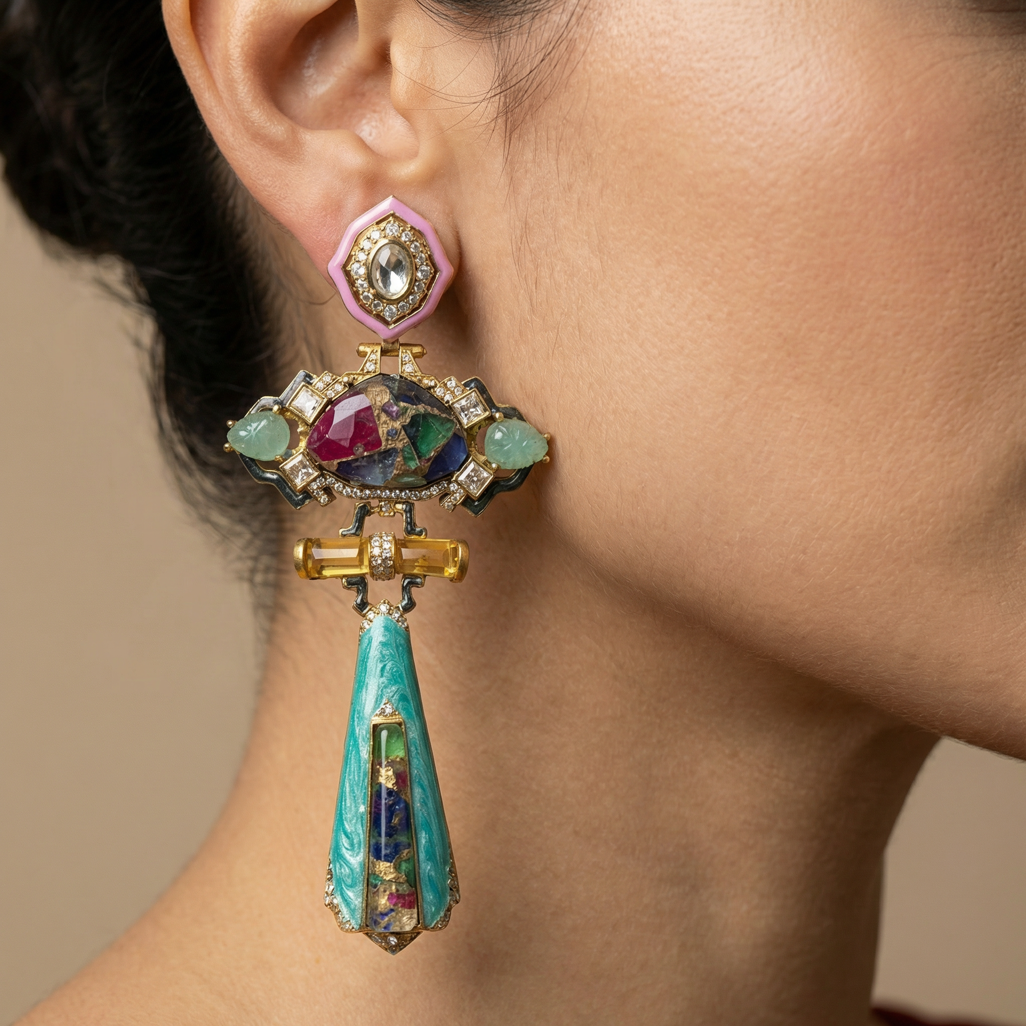 Art Deco Gemstone Earrings – geometric Art Deco earrings by Ozel