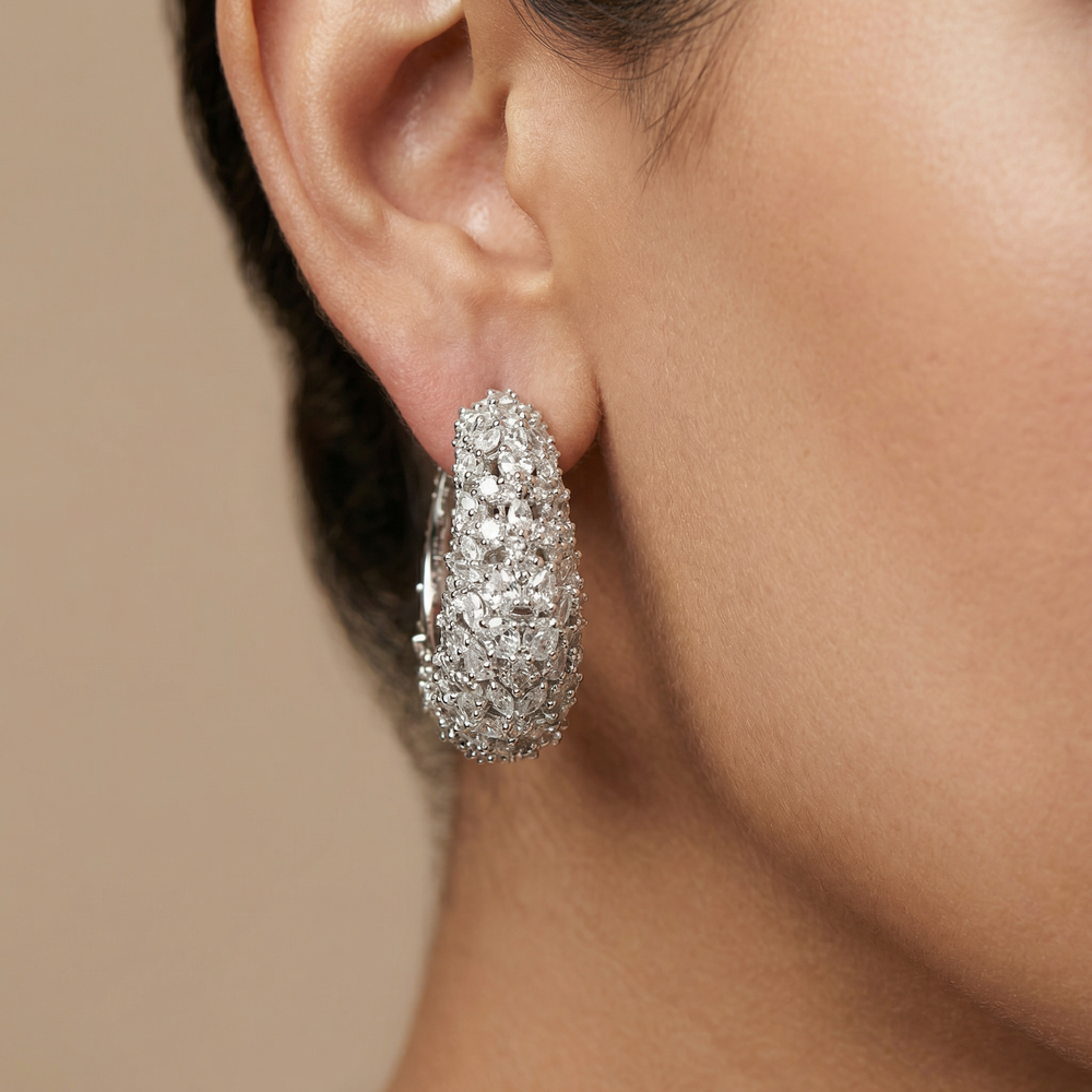 Viraaj radiance hoop earrings with shimmering stone accents