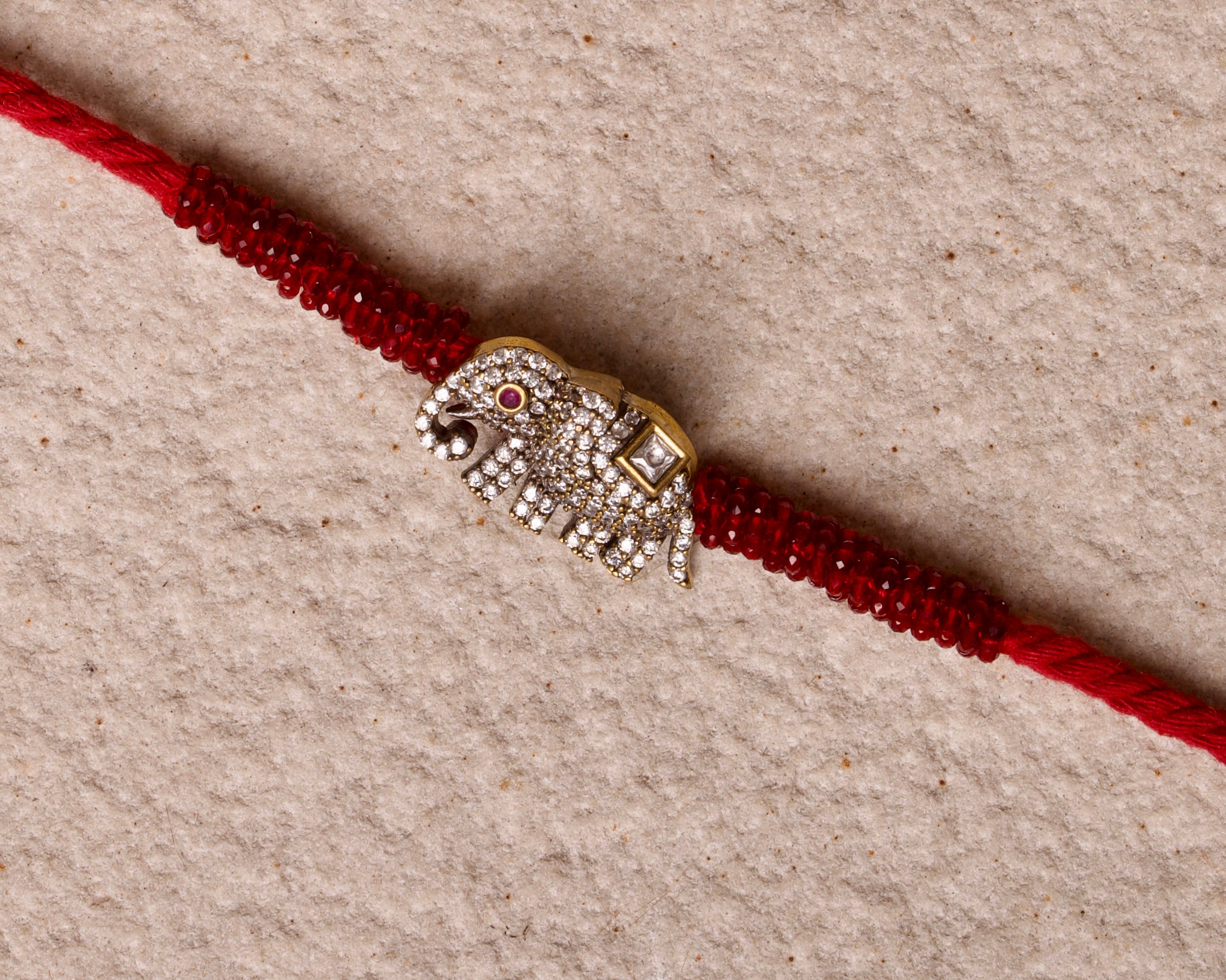 Haathi raja rakhi lumba set - red