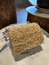 Mini flap bag with roses