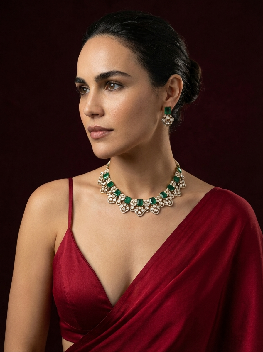 Garden of Emeralds Polki Set