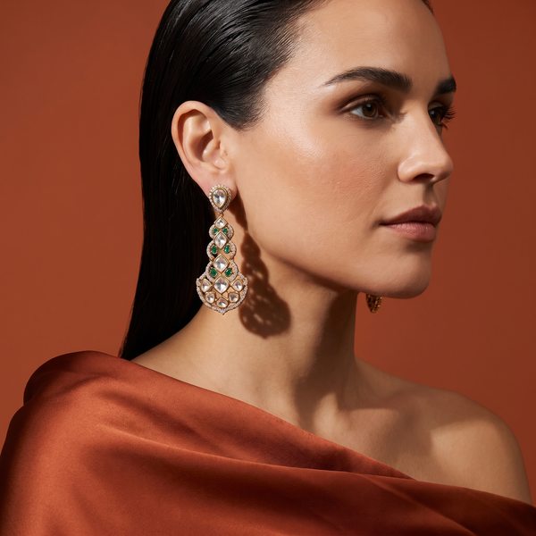 Elakshi Kundan Cascade Earrings
