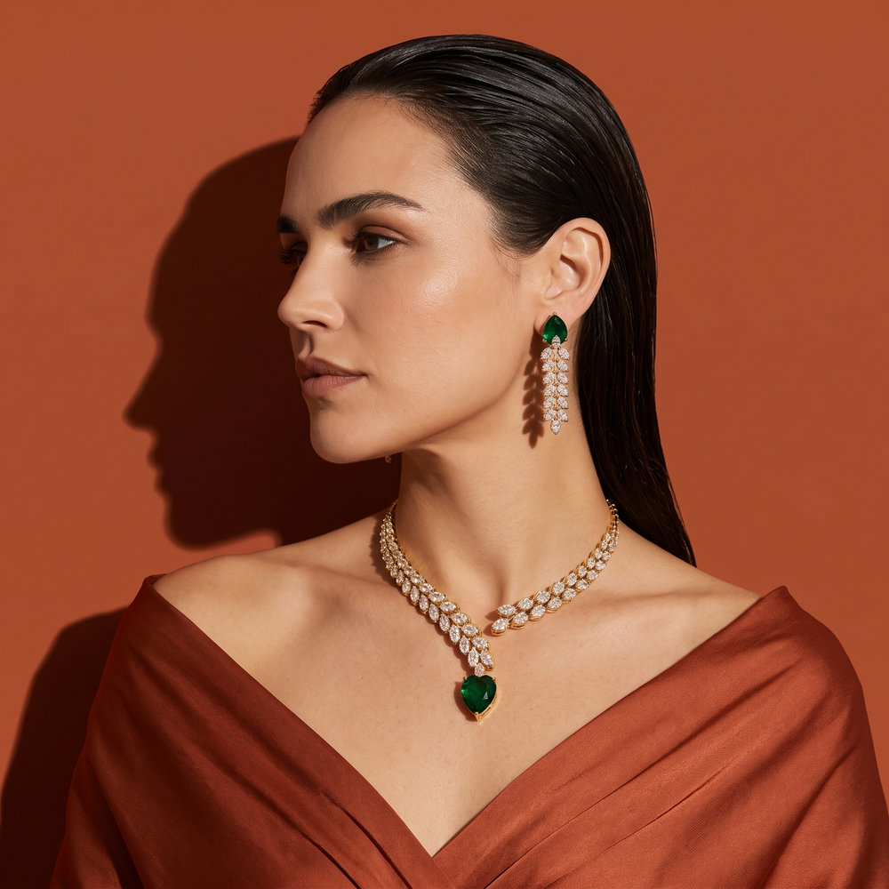 Elvisha Green Crystal Necklace Set