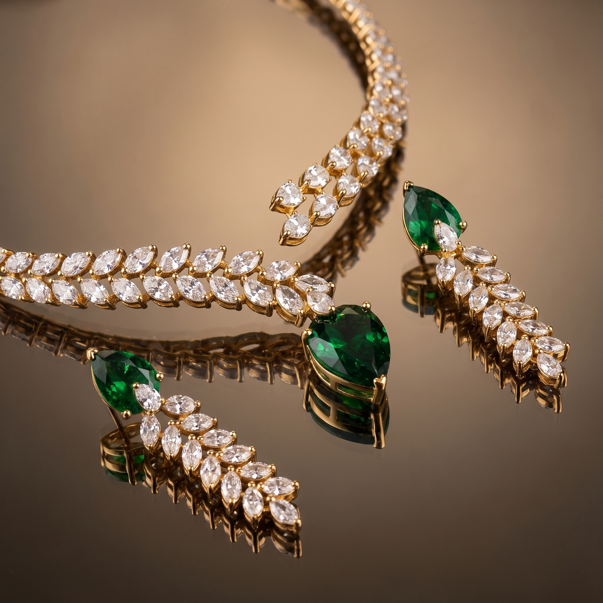 Elvisha Green Crystal Necklace Set