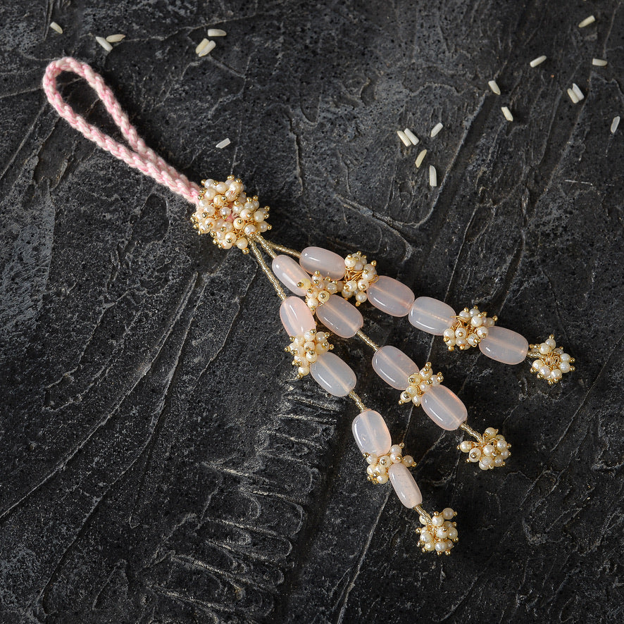 Vishesh Pink Pearl Bunch and Stone Rakhi Lumba - Ozel