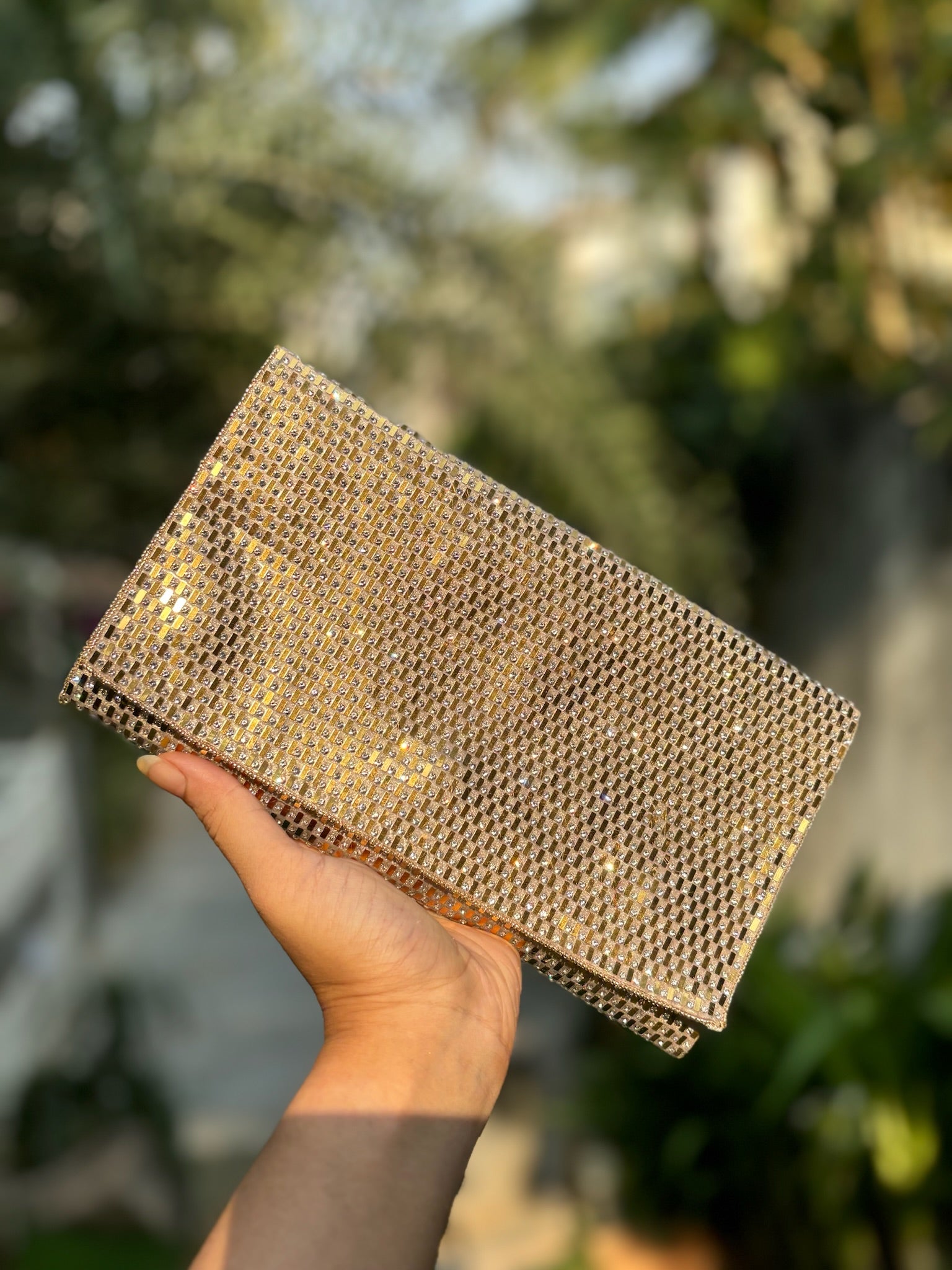 Gold bling enevelope bag