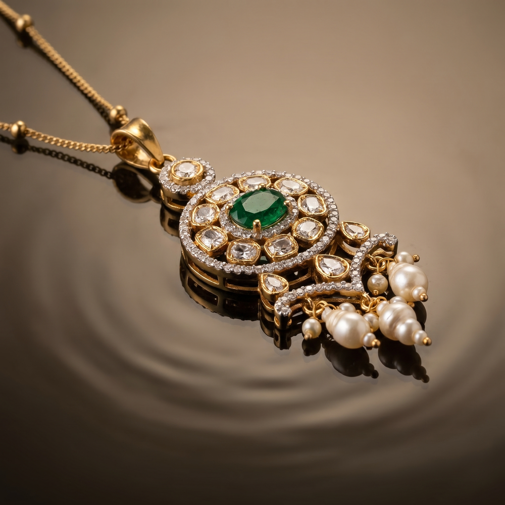 Farzana celestial necklace pendant set – detail view by Ozel