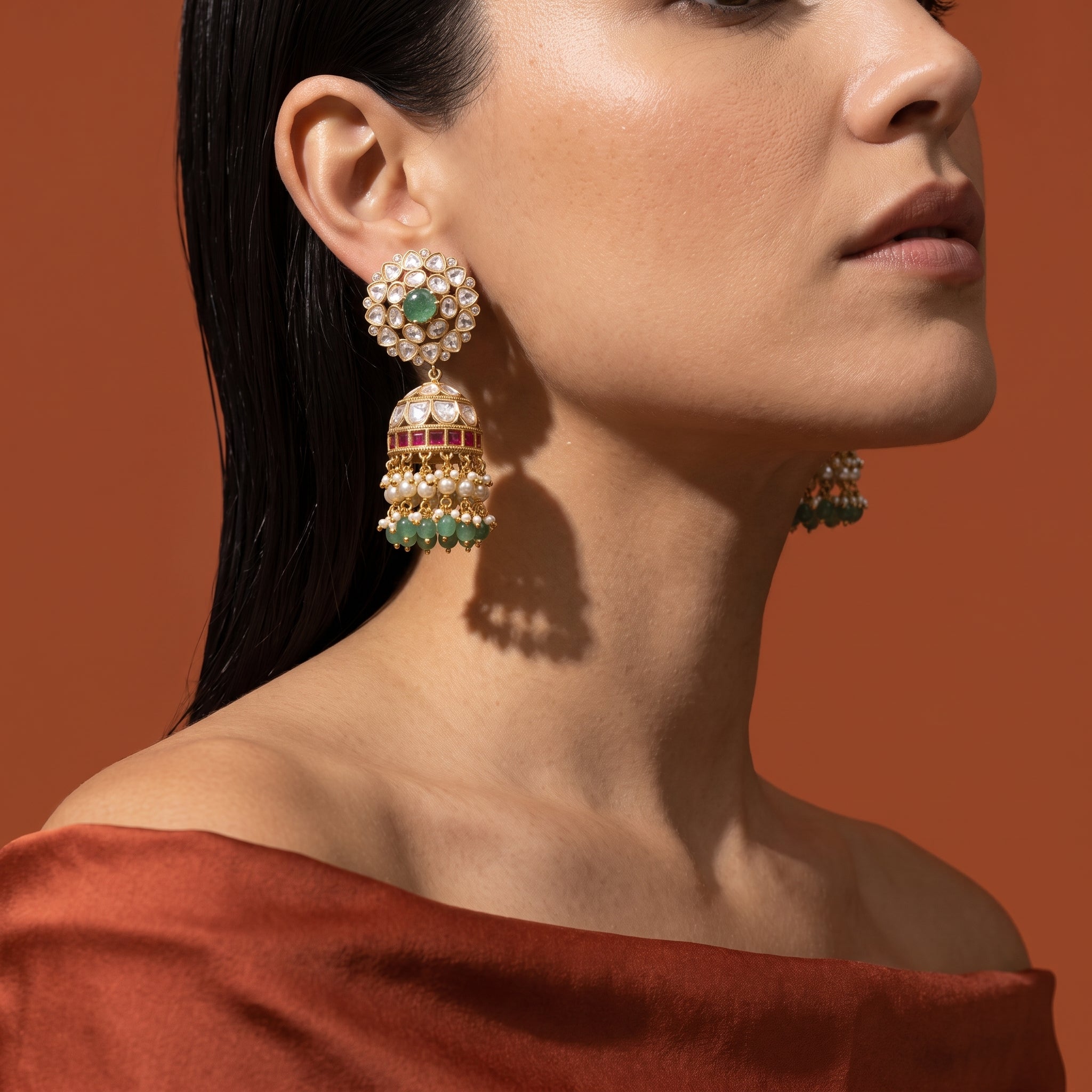 Aarunya Kundan Bloom Jhumkas