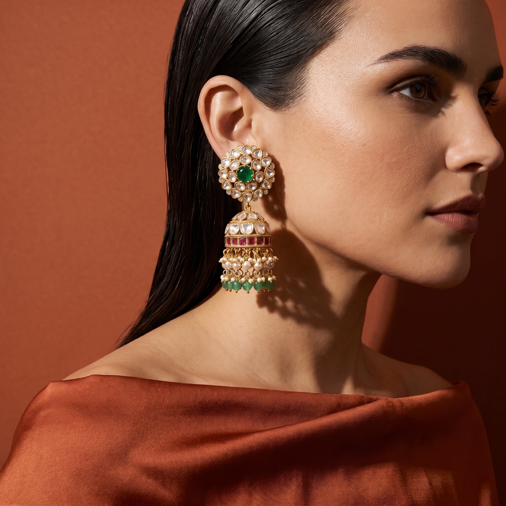 Aarunya Kundan Bloom Jhumkas