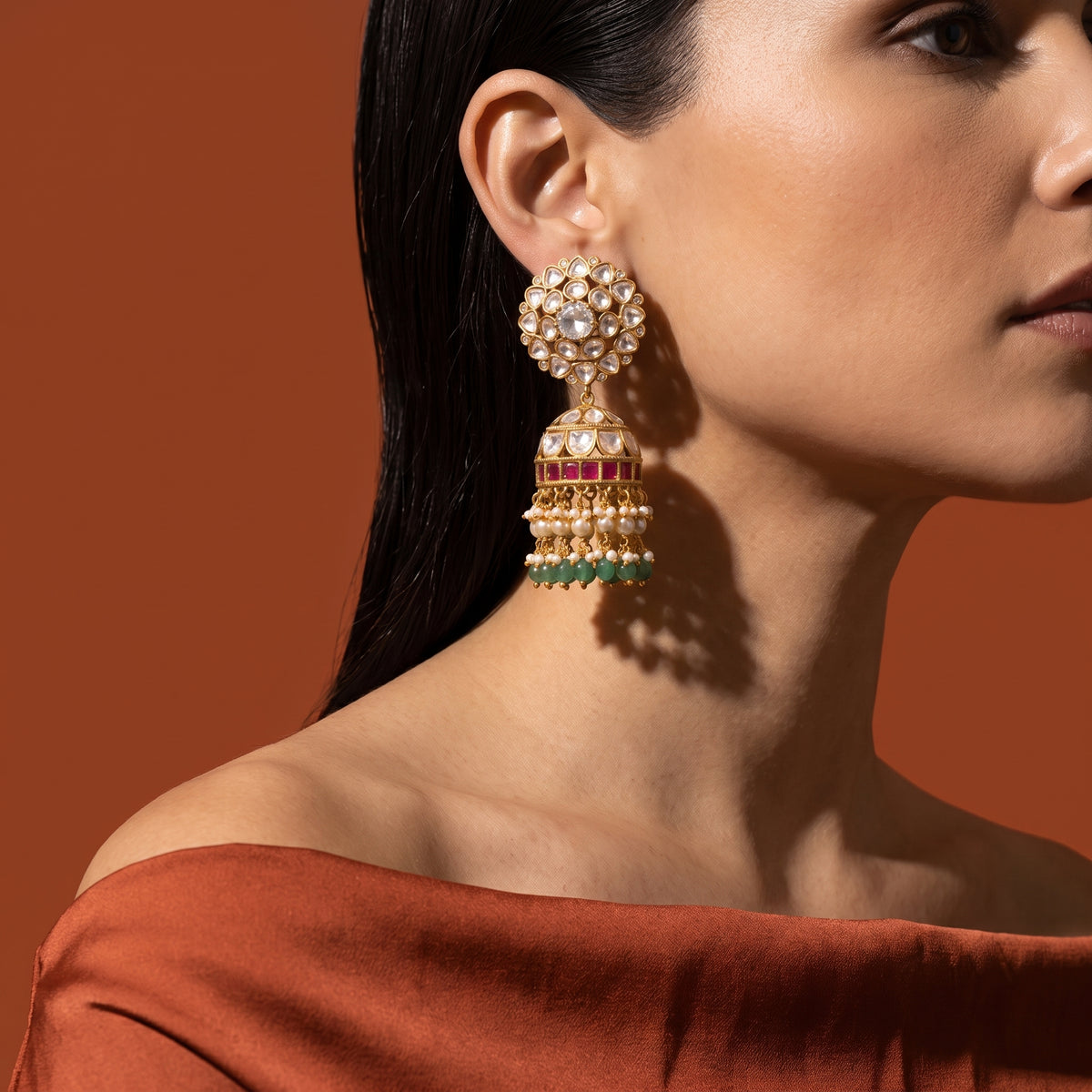 Aarunya Kundan Bloom Jhumkas