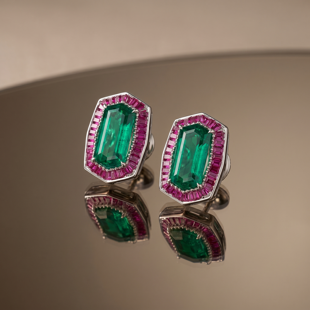 Hazel regal prism stud earrings – styled detail by Ozel