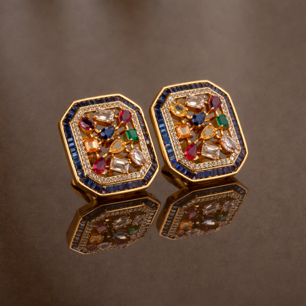 Mosaic Frame Stud Earrings