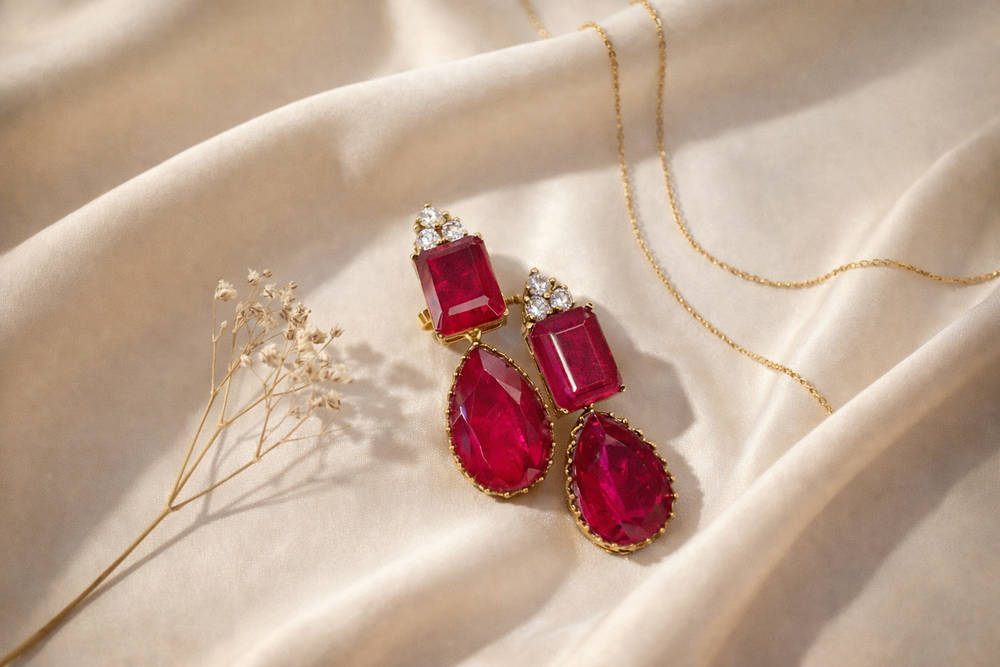 Verde duo drop earrings – styled jewelry by Ozel