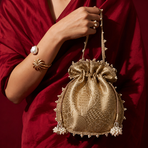 Golden Brocade Potli Bag