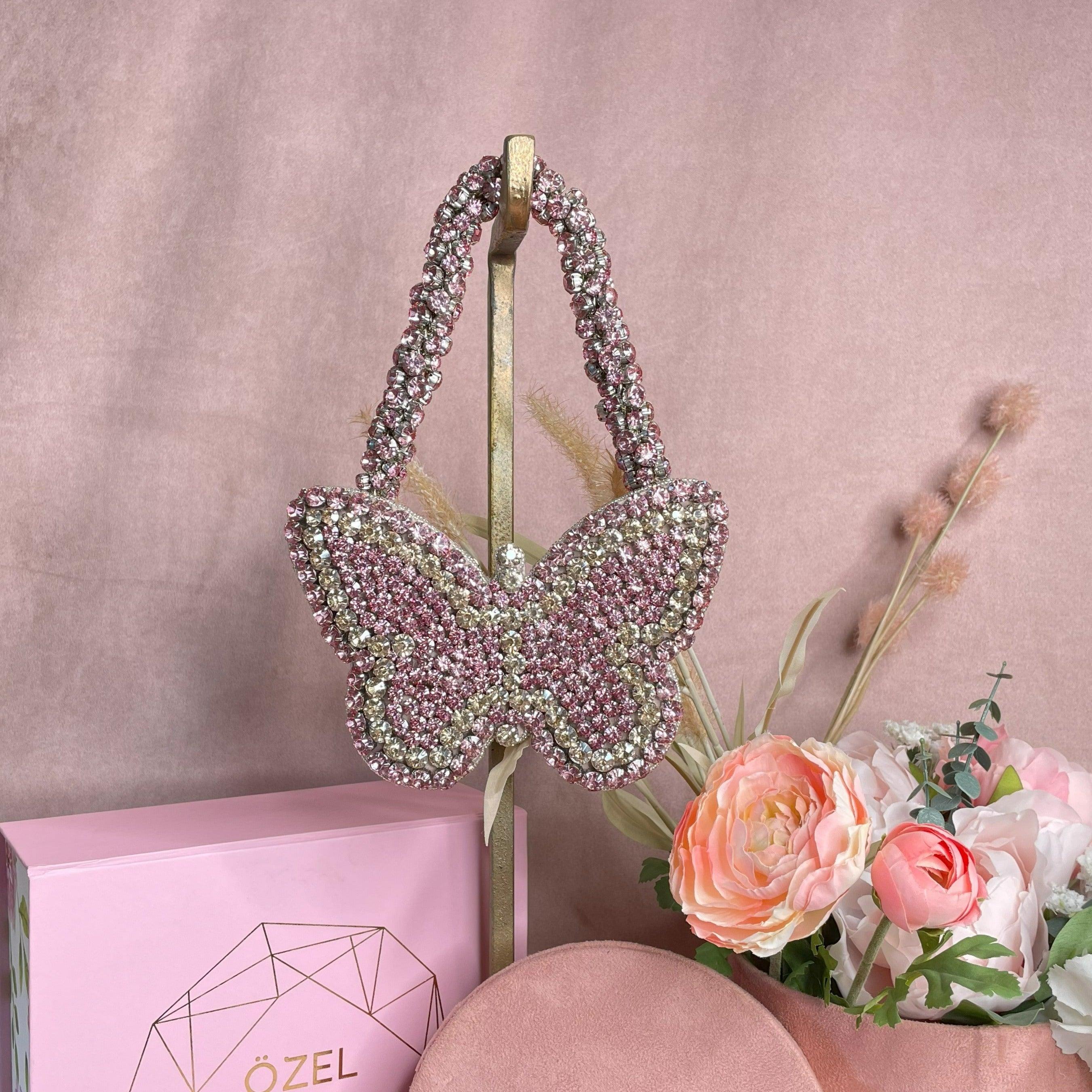 Pink & Gold Rhinestone Mini Butterfly Bag - Ozel