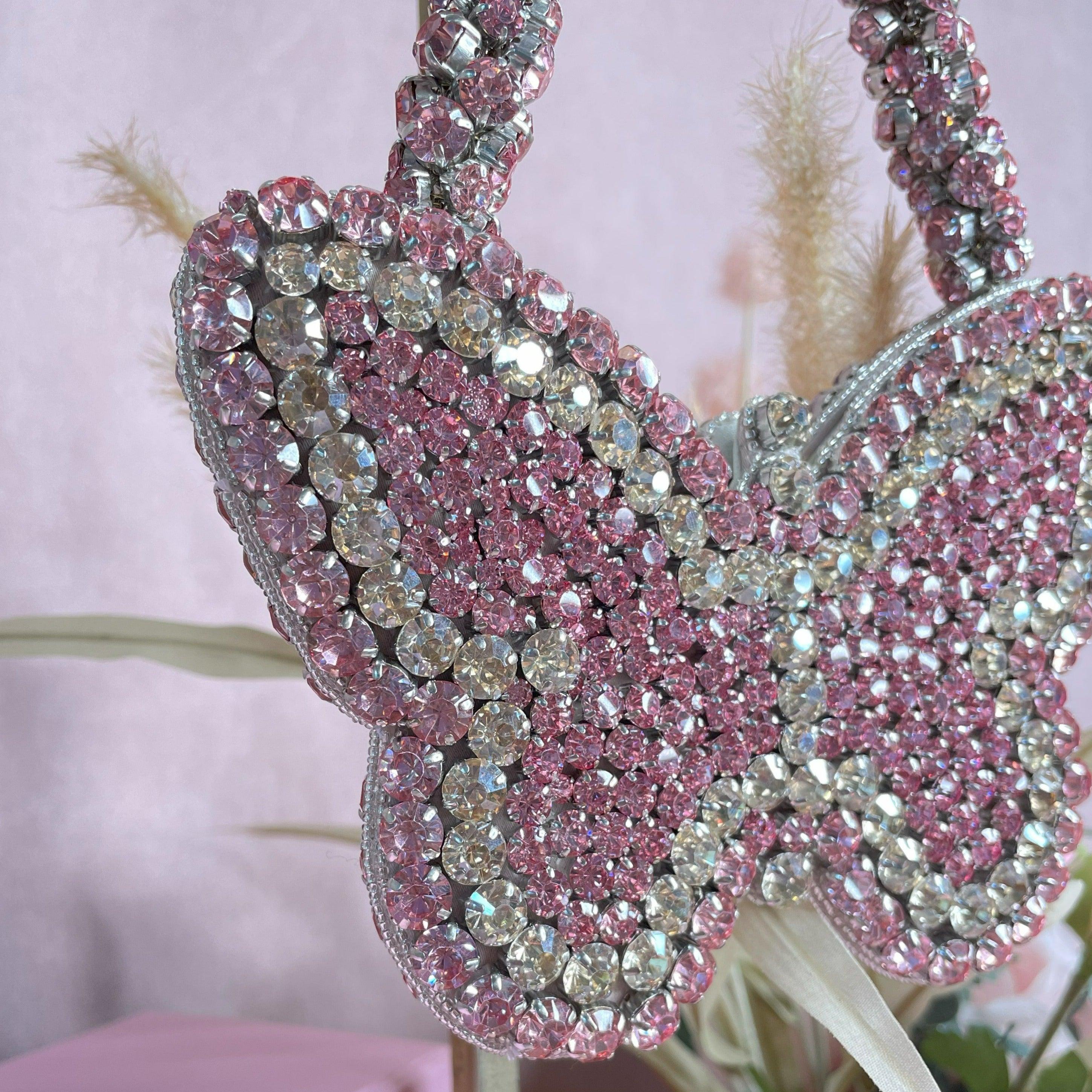Pink & Gold Rhinestone Mini Butterfly Bag - Ozel