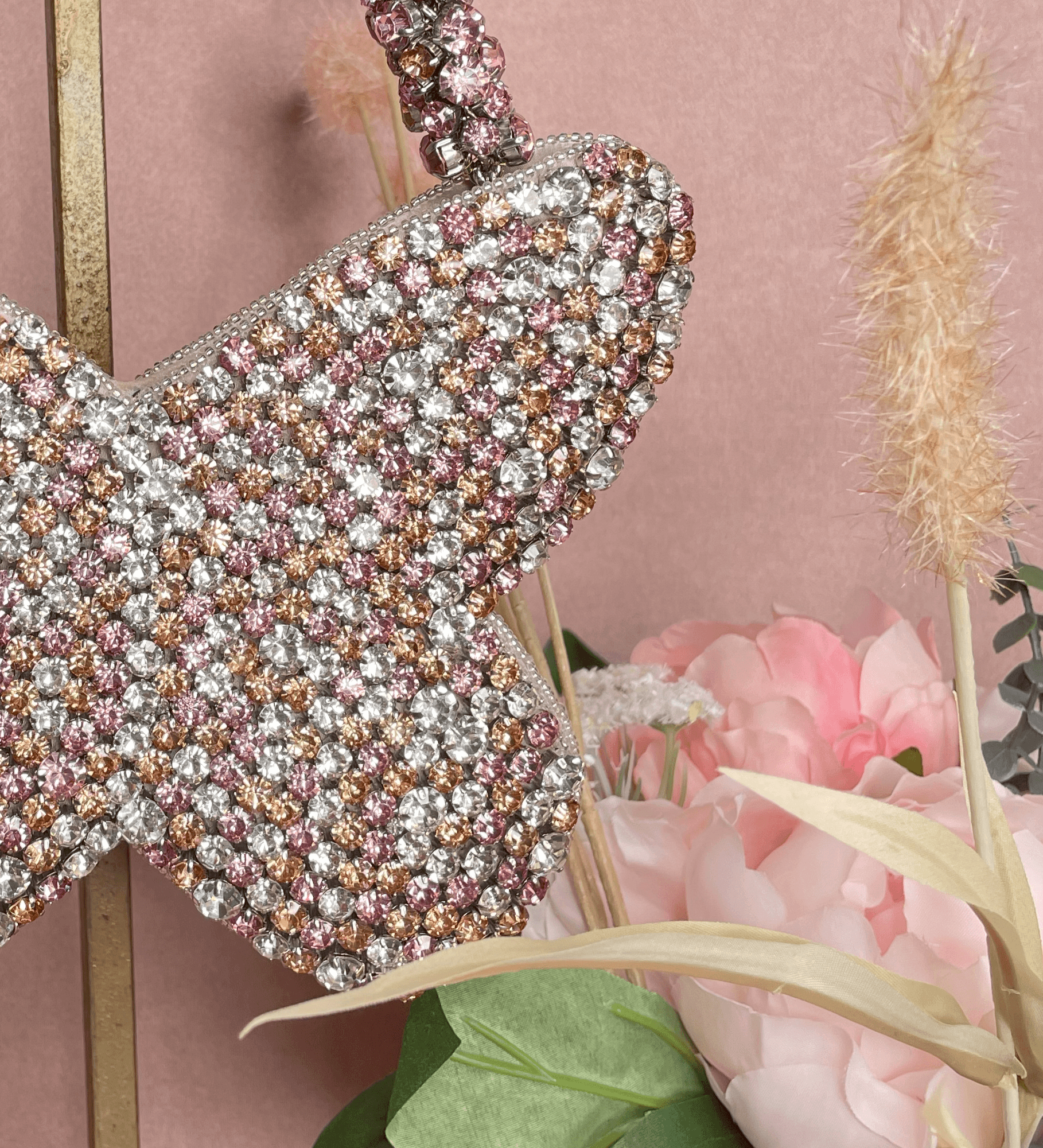 Multi colour Rhinestone Butterfly Bag