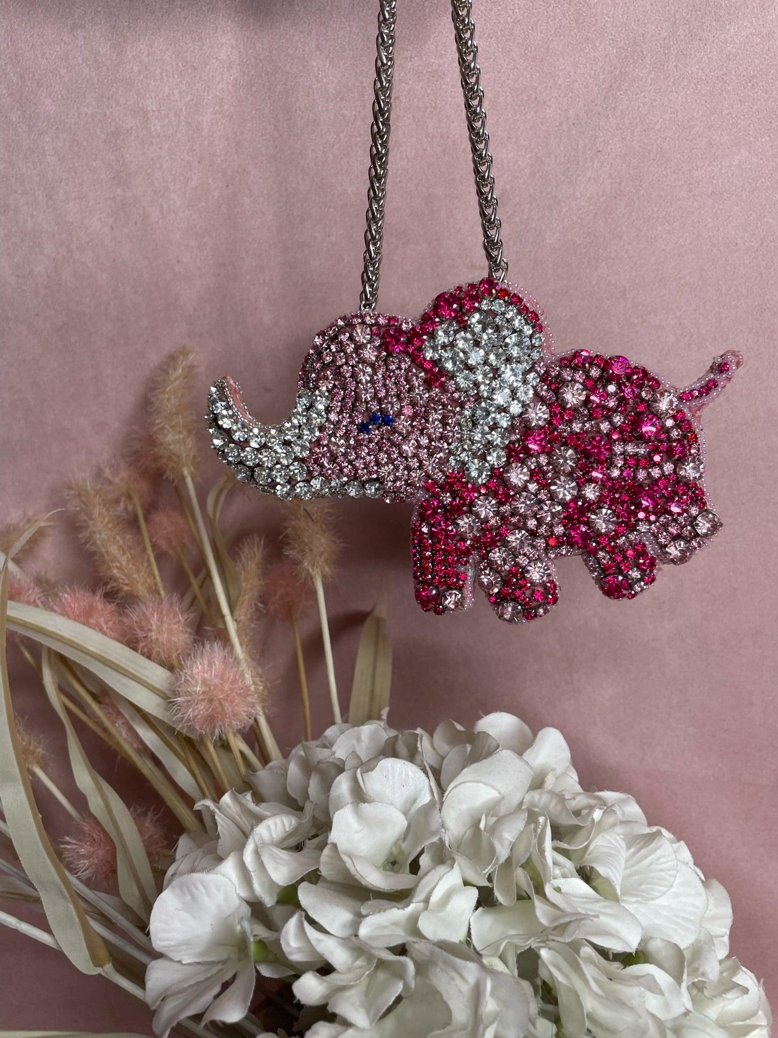 Pink & Silver Rhinestone Elephant Bag