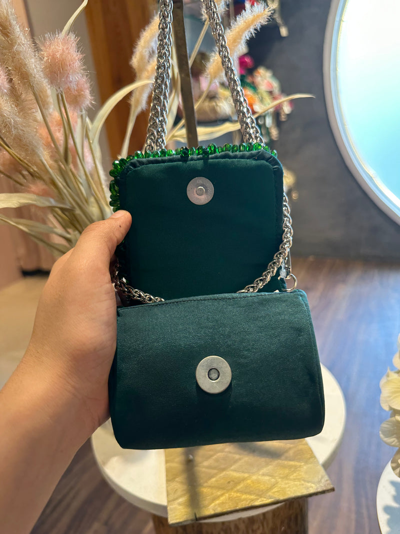 Mini flap bag emerald
