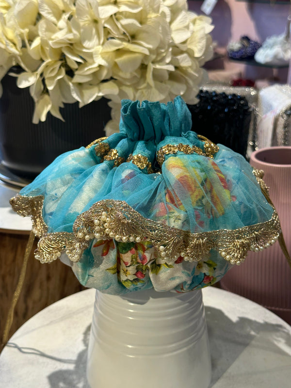 BLUE FESTIVE  POTLI