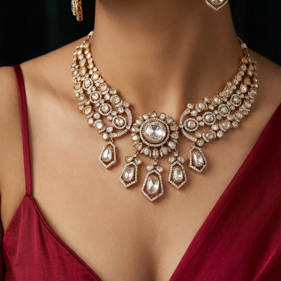 Ivory radiance heirloom necklace – traditional Indian bridal jewelry by Ozel