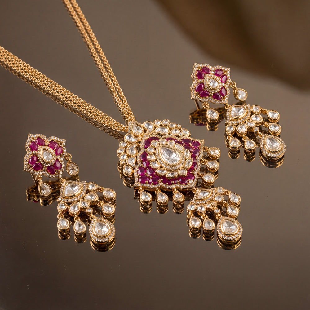 Janvi kundan necklace and earrings set – full set styled by Ozel