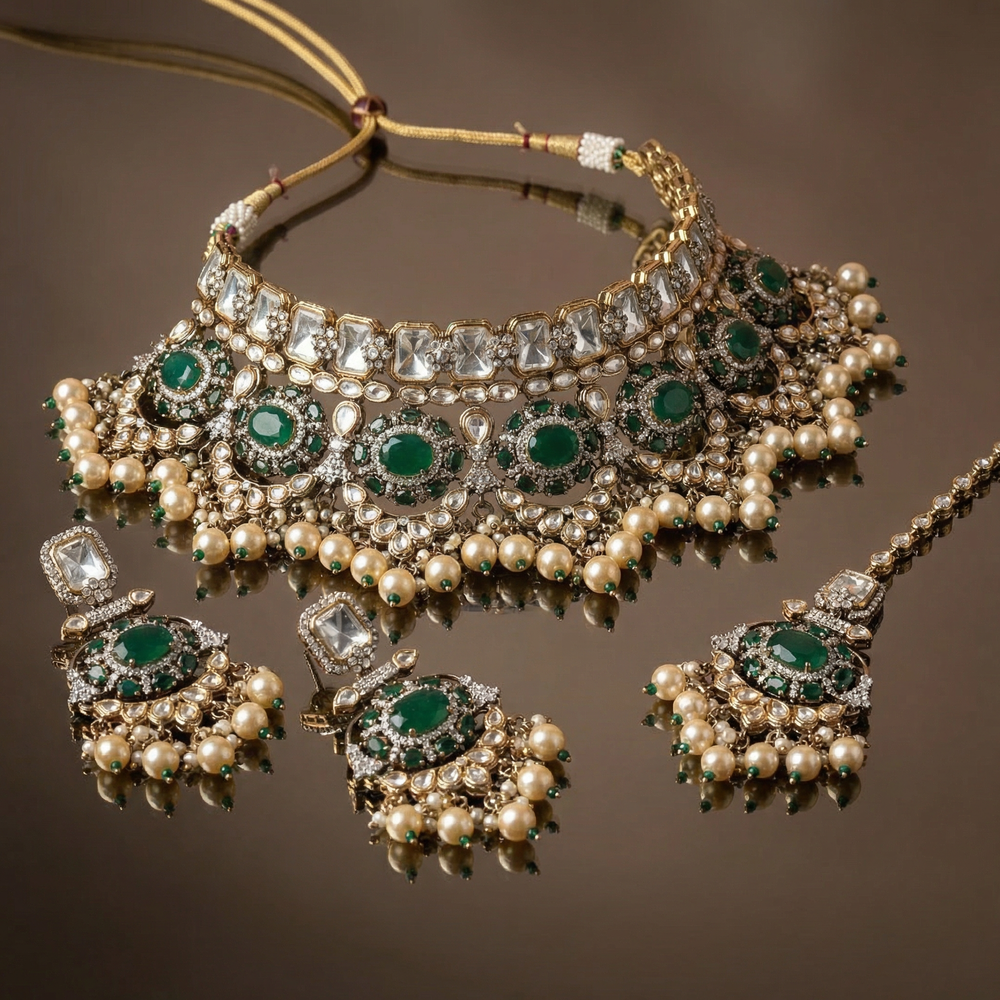 Suhana Polki Bridal Choker Set – uncut diamond bridal set by Ozel