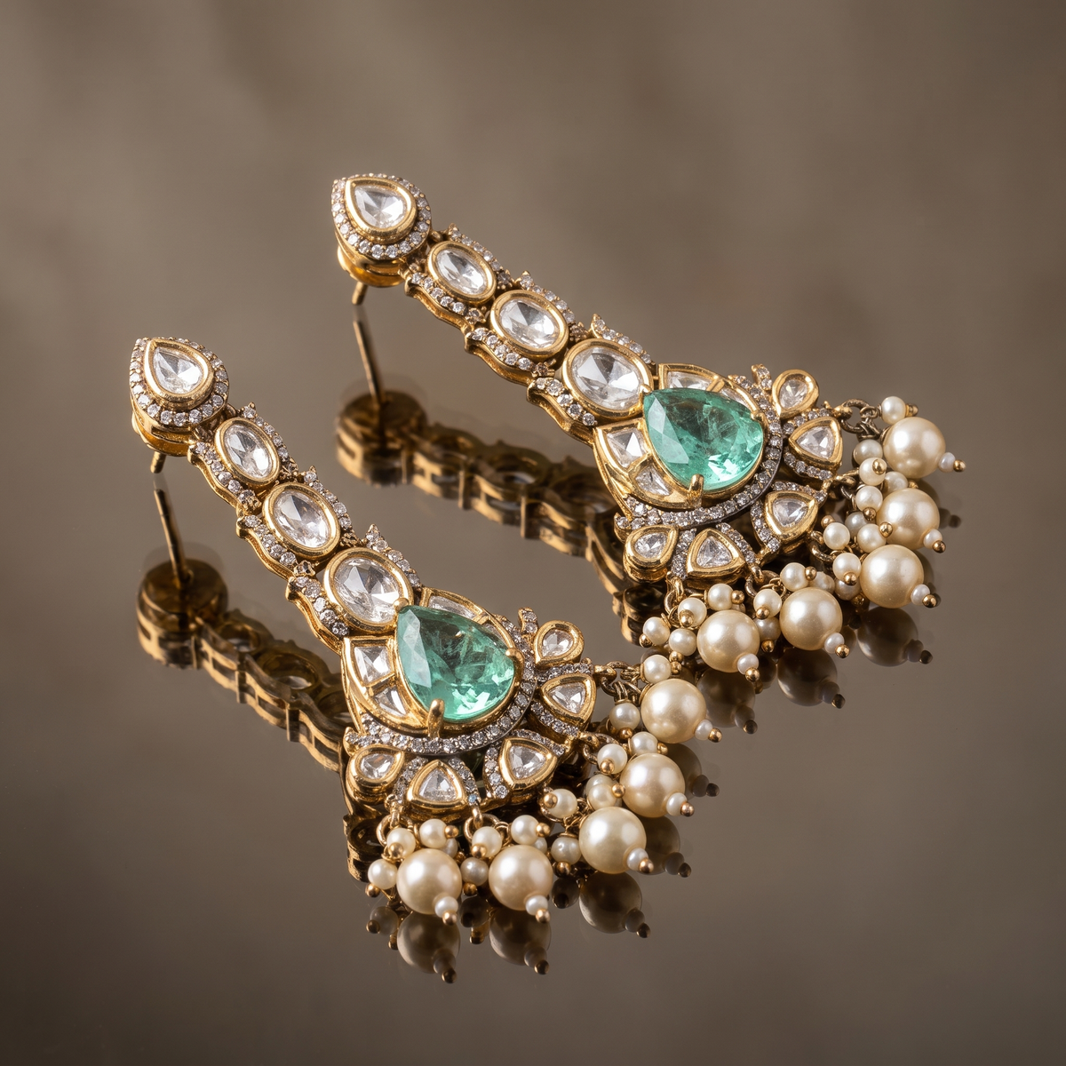 Kaira Kundan Chandelier Earrings
