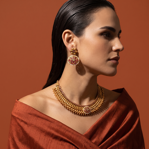 Kavin Antique Gold Choker Set