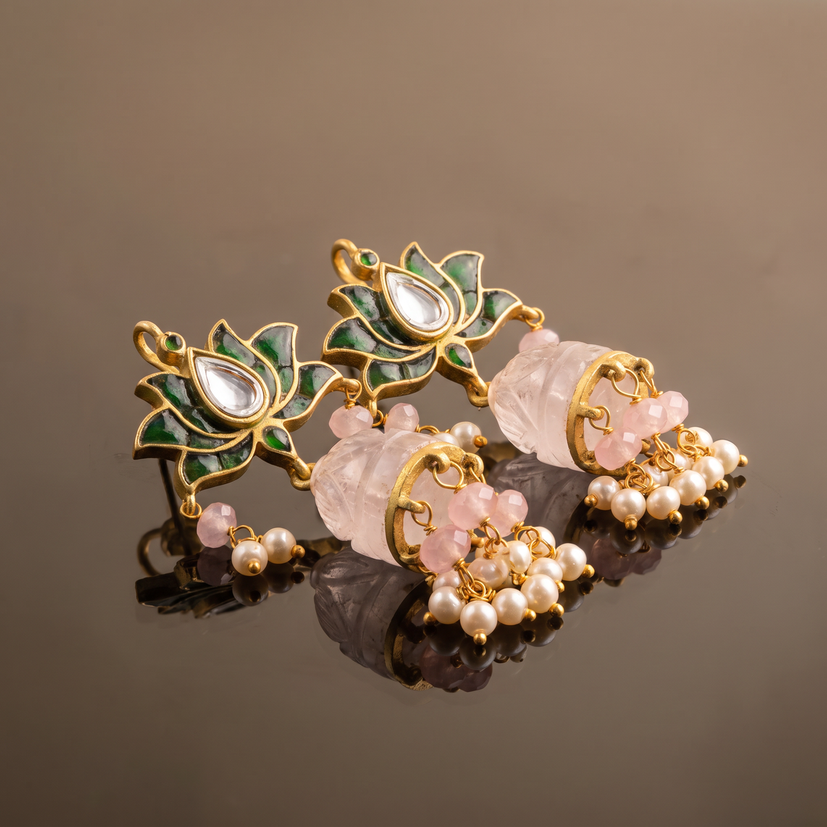 Kumudi Lotus Jhumka Earrings
