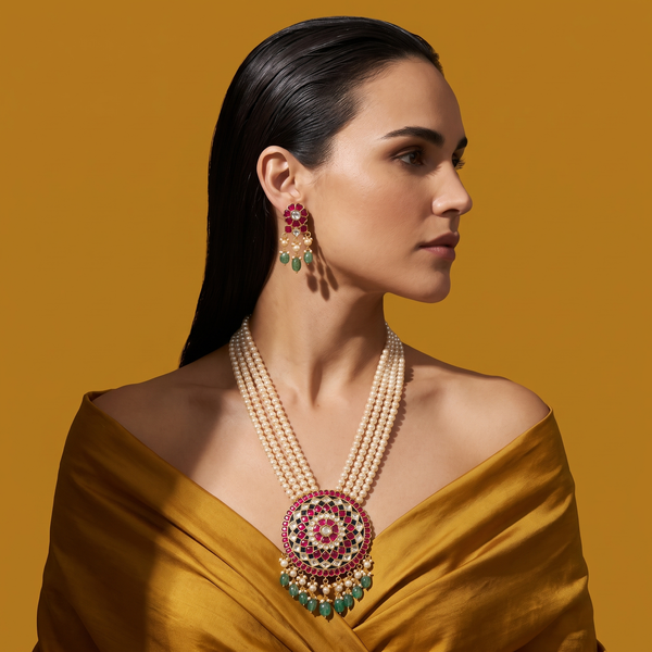 Kumudini Pearl Kundan Necklace Set