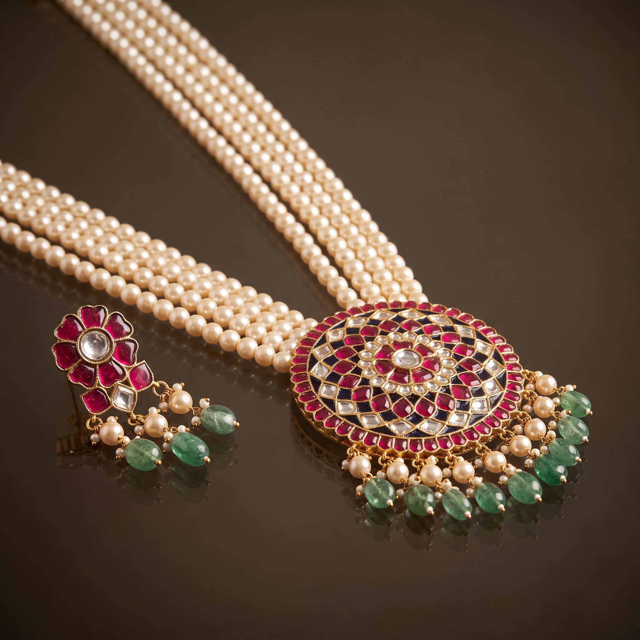 Kumudini Pearl Kundan Necklace Set