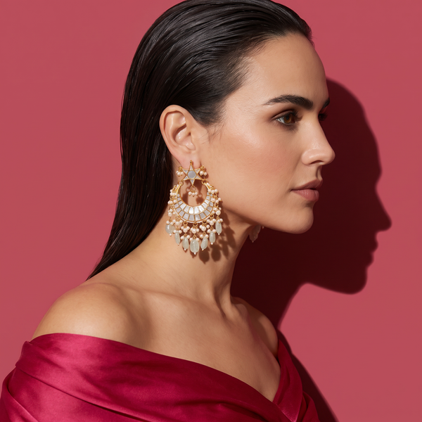 Lavya Mother-of-Pearl Chandbali Earrings