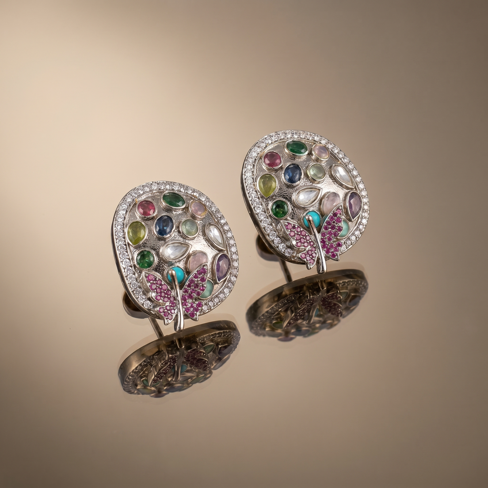Side profile of Maerika butterfly stud earrings — Ozel