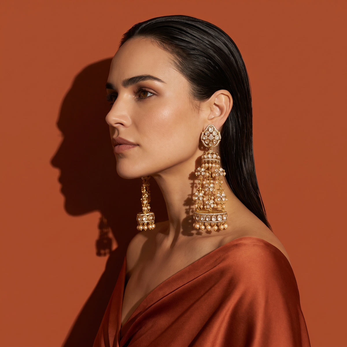 Meherika Kundan Pearl Chandelier Earrings