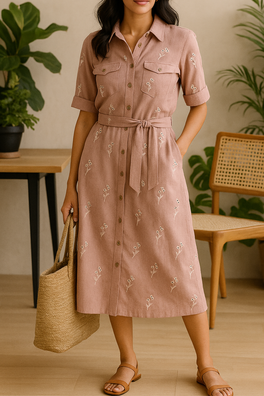 Air Flow Linen Midi Dress