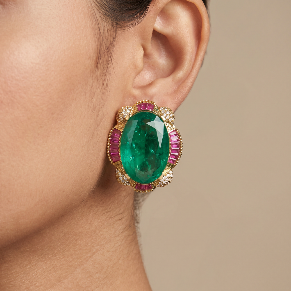 Mirzaya Emerald Regal Studs