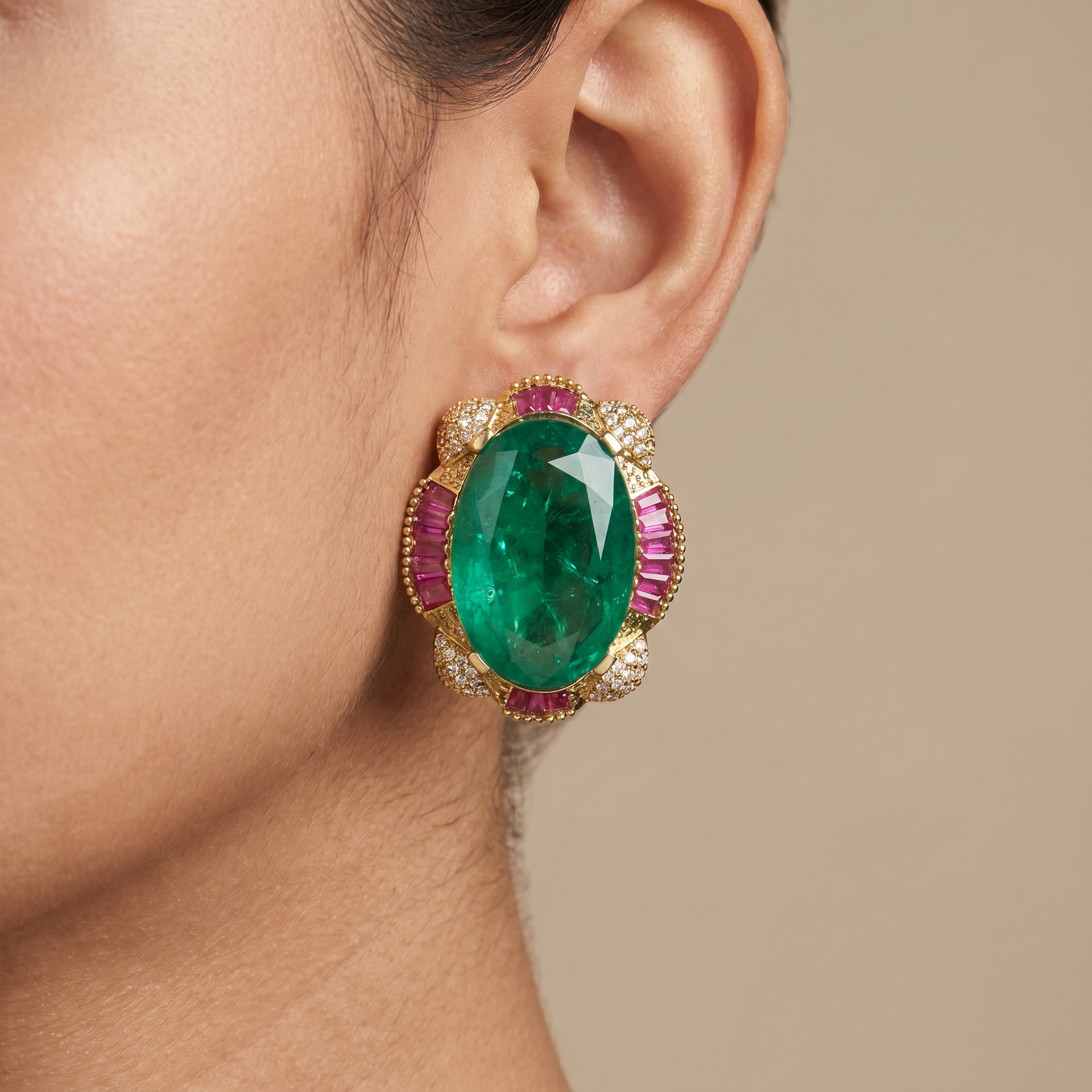 Mirzaya Emerald Regal Studs