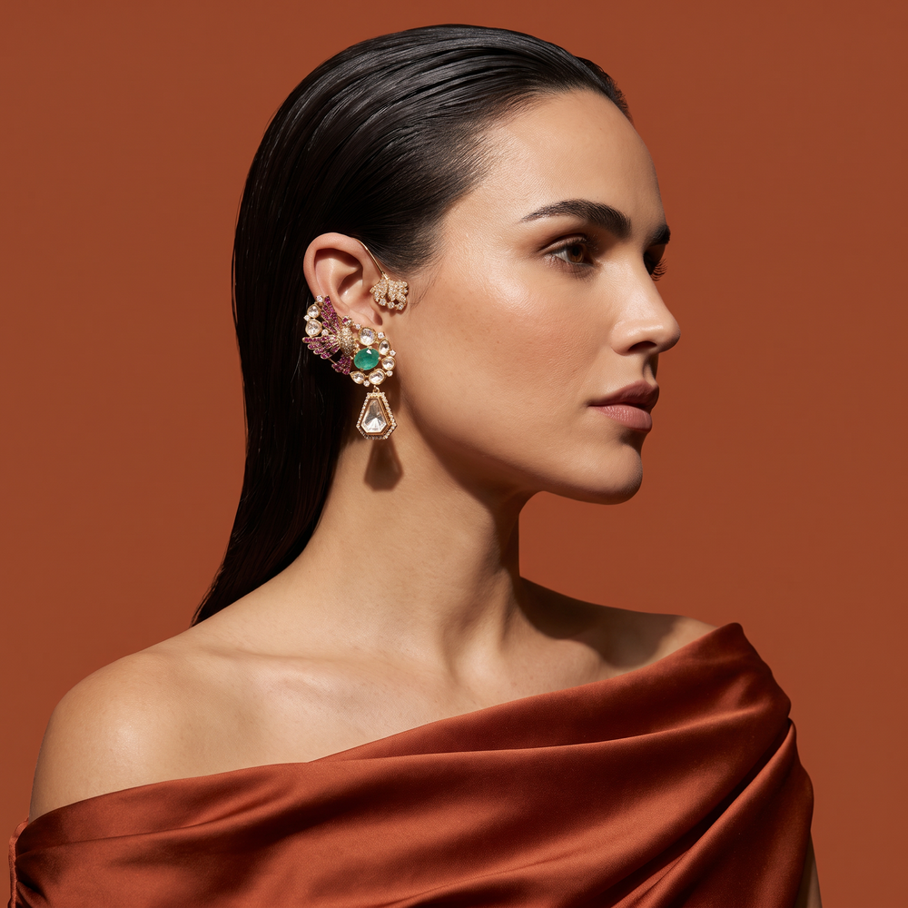 Myna Bird Kundan Ear Cuff