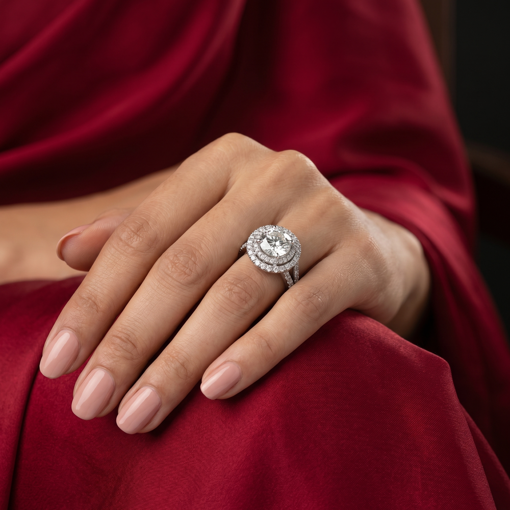 Myra diamond halo ring – luminous Indian heirloom by Ozel