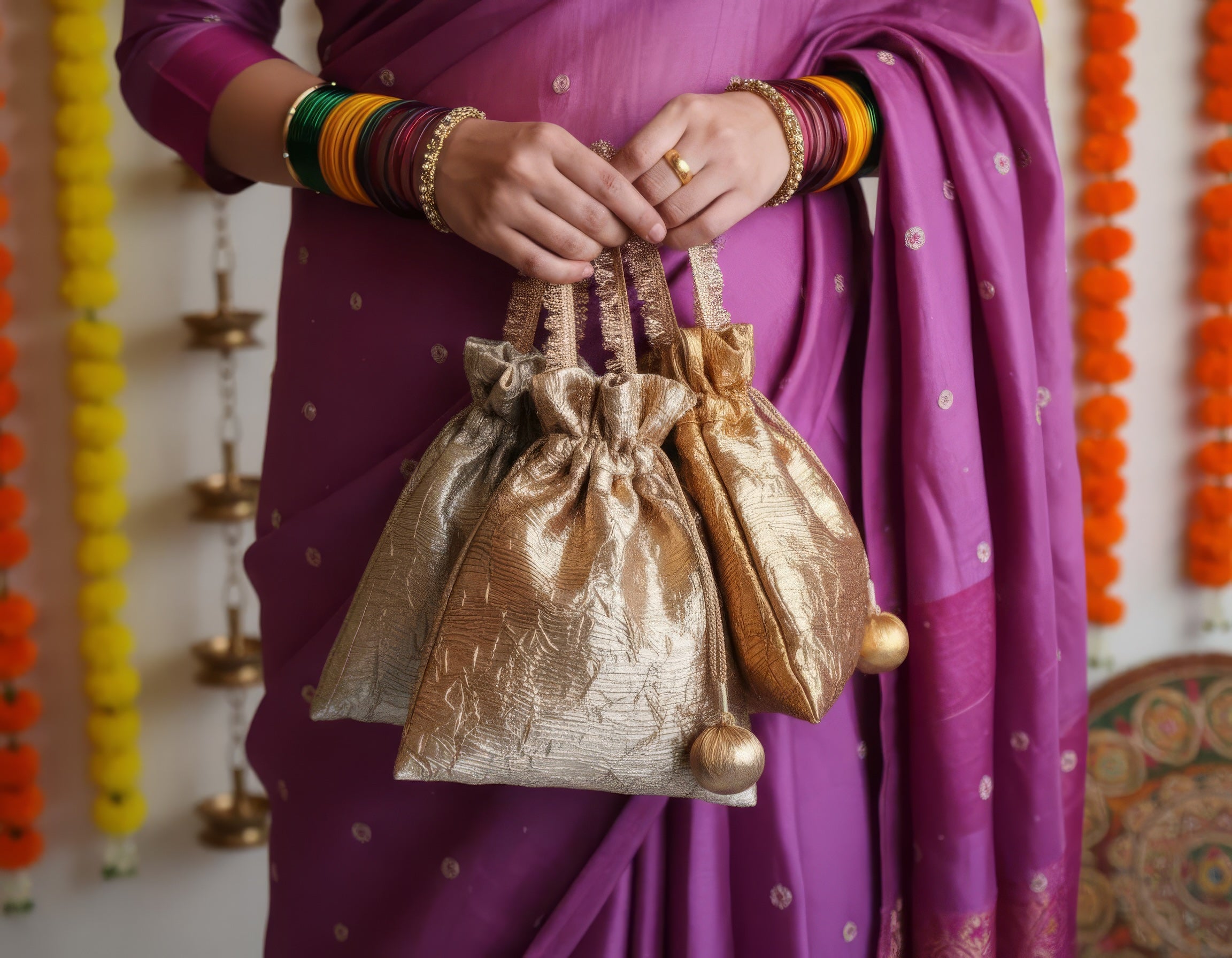 Nisha Gota Potli Bags set