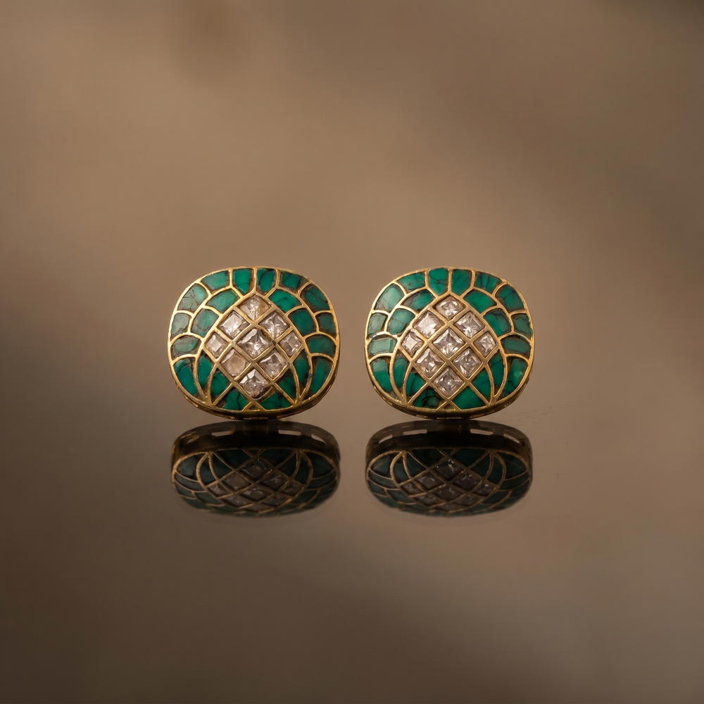 Naina mosaic stud earrings – detail view by Ozel