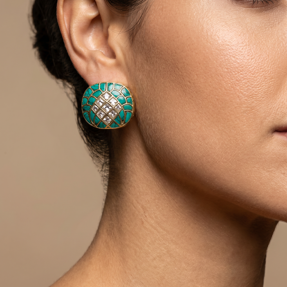 Naina mosaic stud earrings – intricate Indian heirloom by Ozel