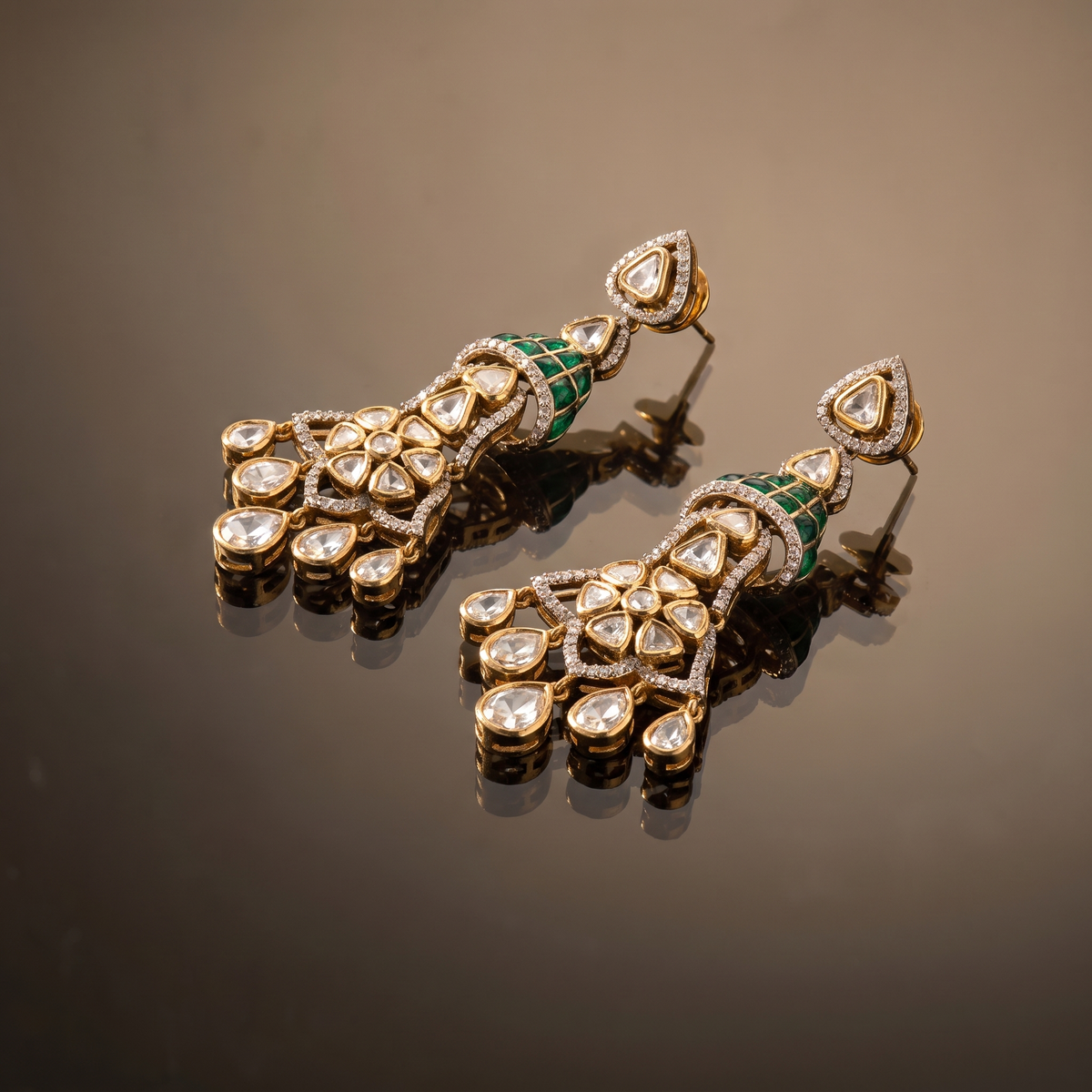 Naomi Ruby Kundan Cascade Earrings