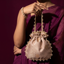 Rose Gold Brocade Potli Bag