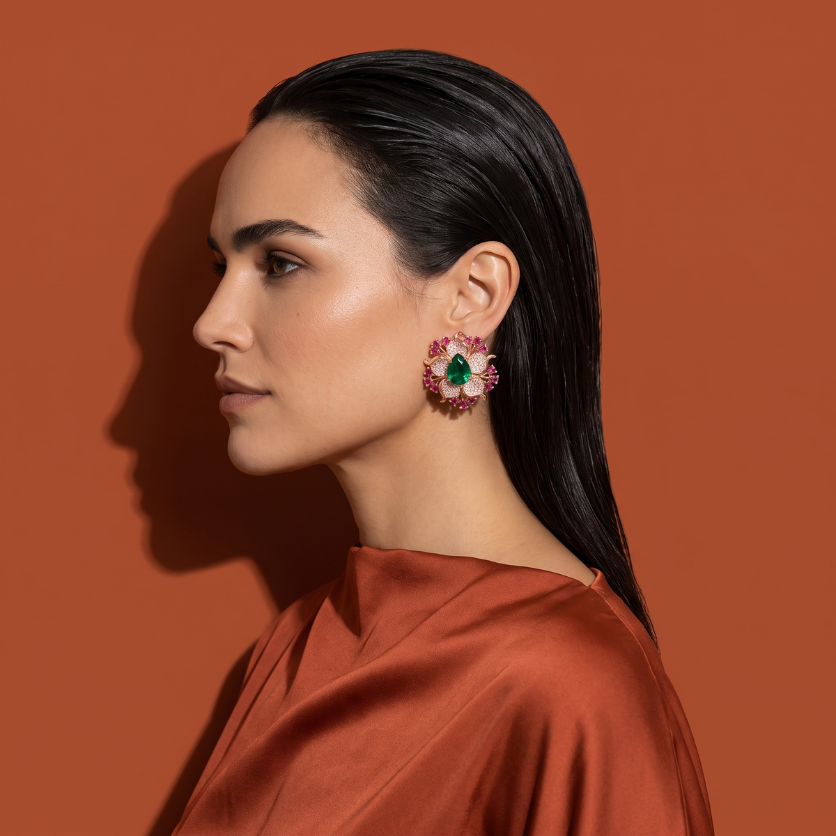 Neyra Green and Pink Bloom Earrings