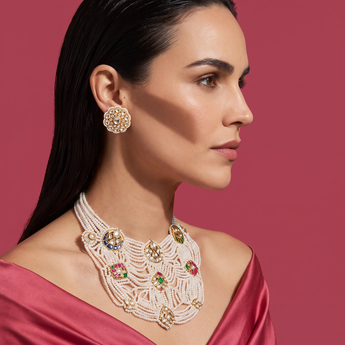 Nimaya Pearl Kundan Necklace Set