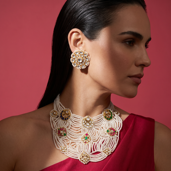 Nimaya Pearl Kundan Necklace Set