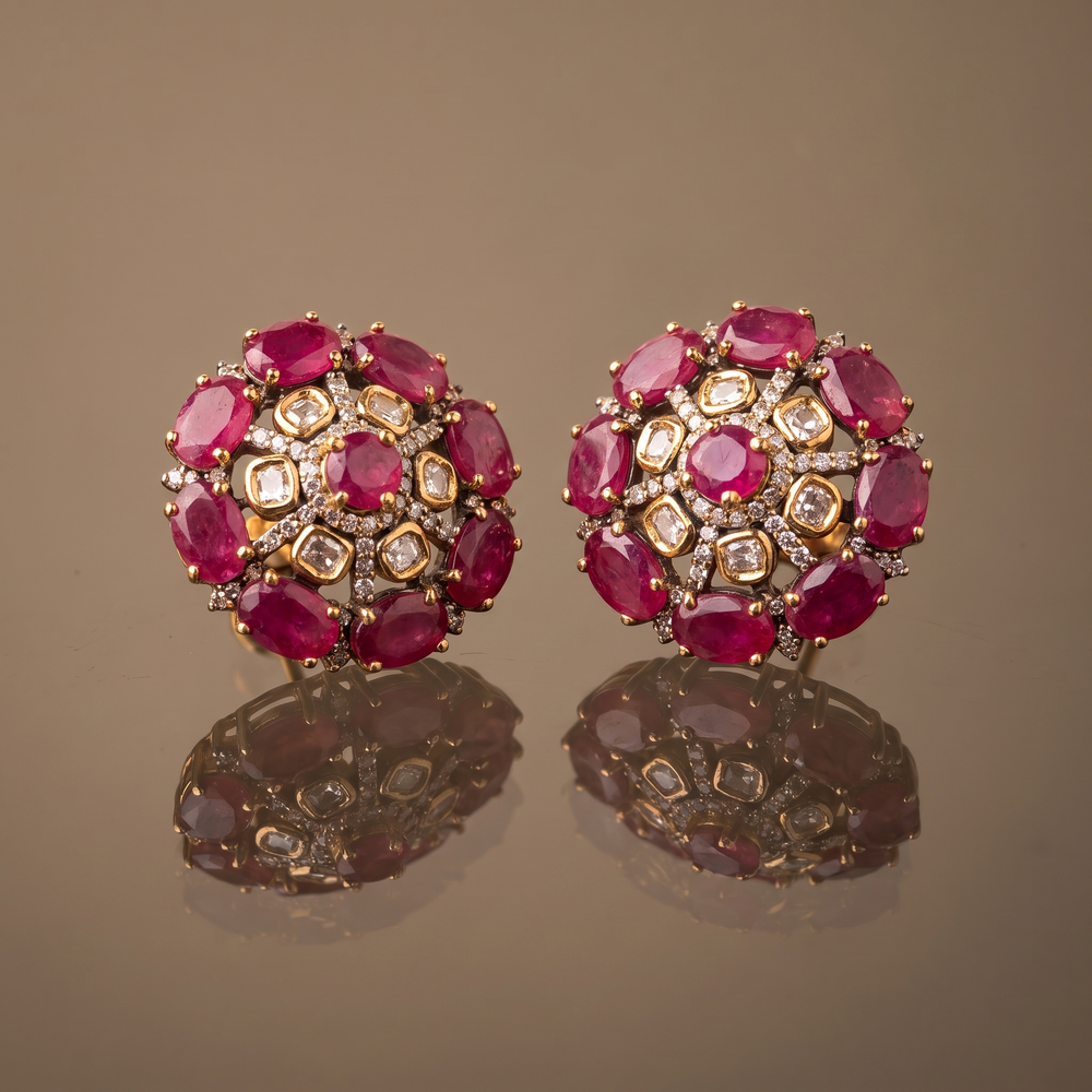 Nira Ruby Polki Studs
